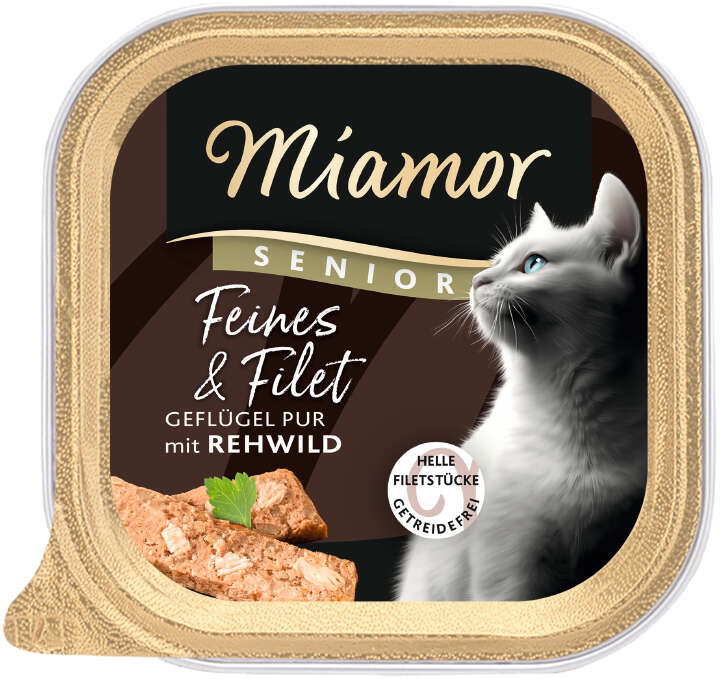 Miamor Katzen-Nassfutter Feines & Filet Senior Geflügel Pur mit Rehwild